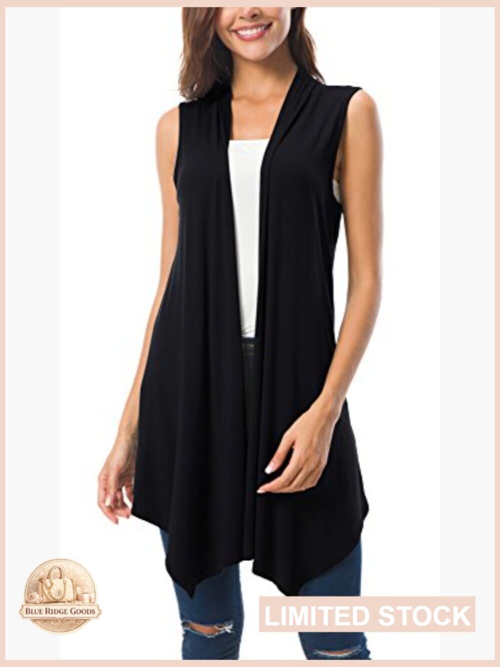 Sleeveless Cardigan Vest Lightweight Open Front Summer Layering Piece - Picture 5 of 6